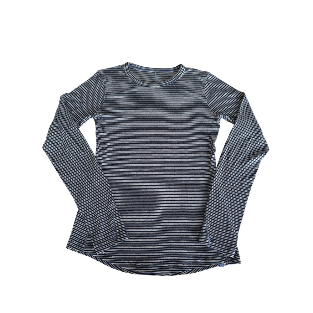 Lululemon Swiftly Tech Long Sleeve Crew Top Blue White Striped Women's 4/Small - Picture 4 of 5